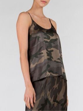 ATM Anthony Thomas Melillo Silk Camo Cami Jungle Print Tank Top S
